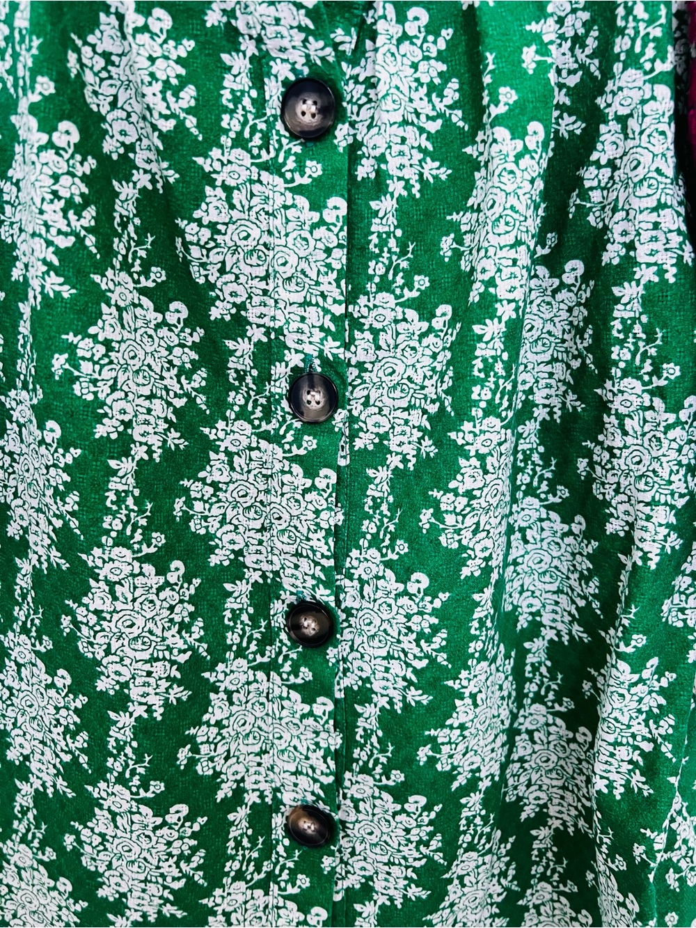 THML Green and Pink Floral Mixed-Print Puff Sleeve Blouse - Picture 7 of 9